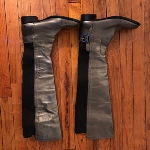 Tory Burch Knee High Black/Gunmetal Leather Boots